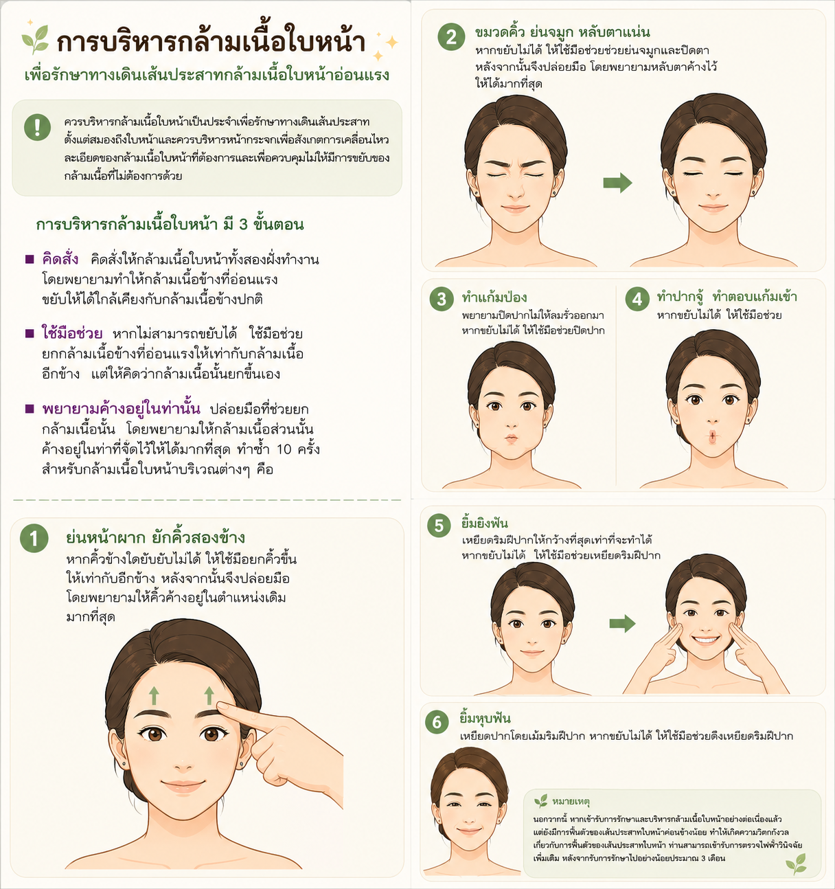 การบริหารกล้ามเนื้อใบหน้า 6 ท่า